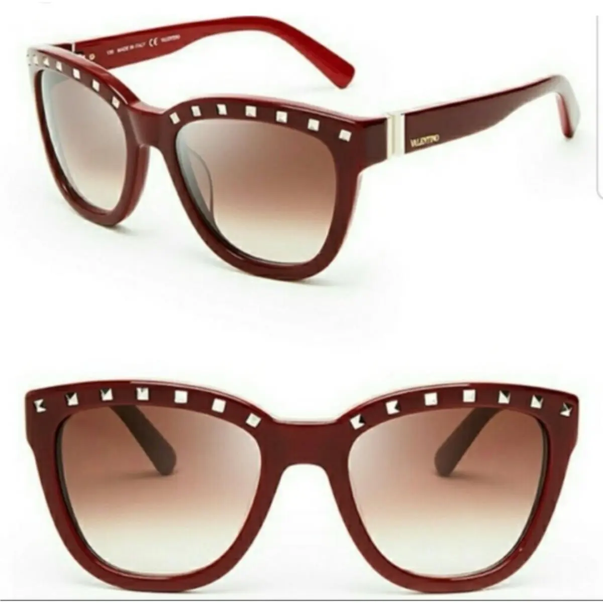 Rockstuds V659S Wine Studded Plastic Frame Sunglasses Italy by Valentino