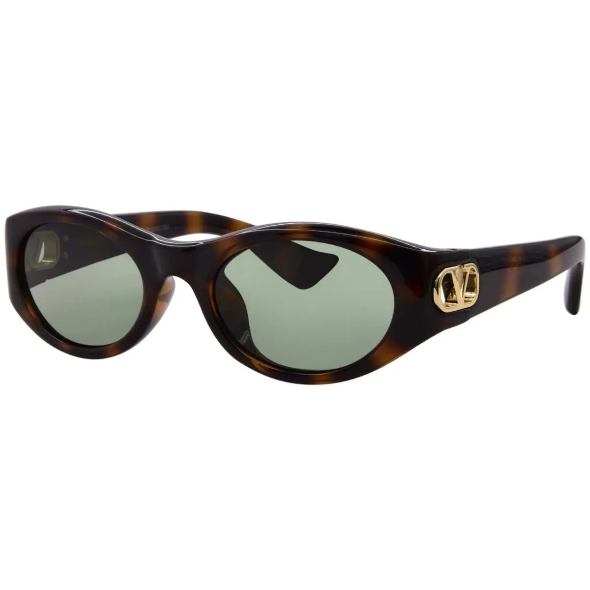 Valentino VG0015SA 003 Sunglasses Women`s Havana/gold/green Round Shape 53mm
