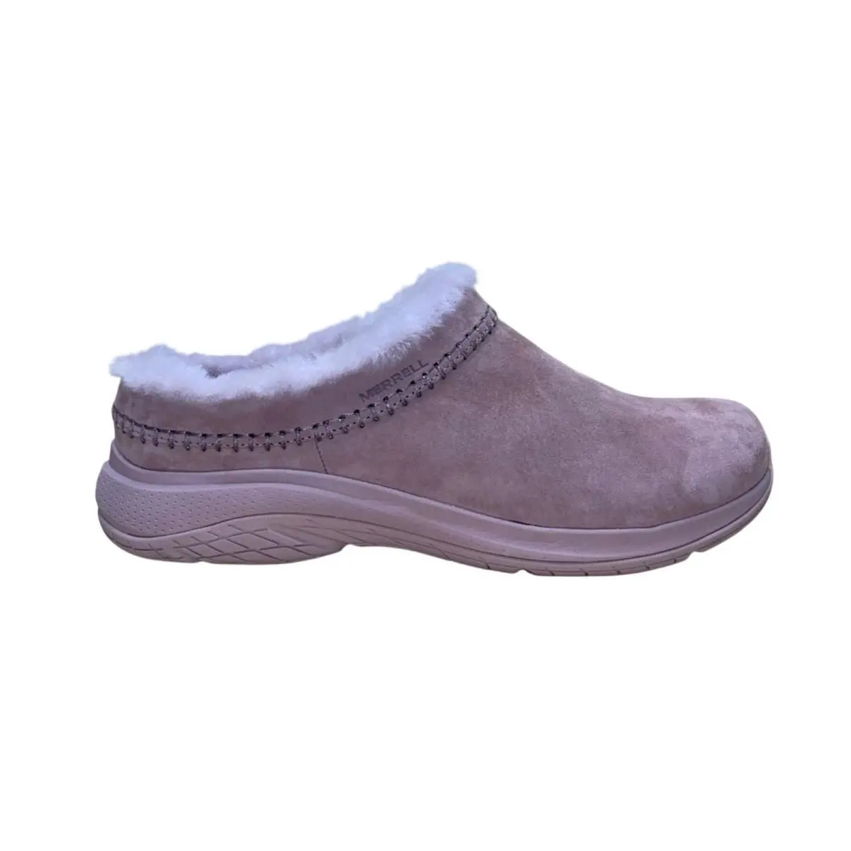 Merrell Women’s Pink Suede Fur Lined Warm Cozy Slip-on Mules Size 10.5