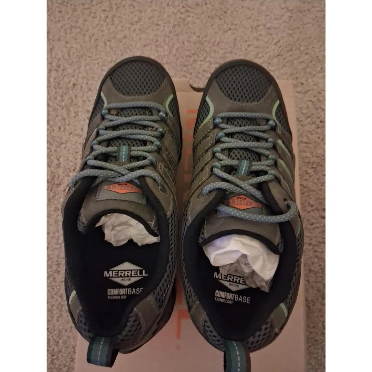 Merrell shoes - MERRELL Moab Vertex - Moab Vertex - Pewter colorway (grey, black, greyish olive green & teal colors) (UPC: 884506581115) 3