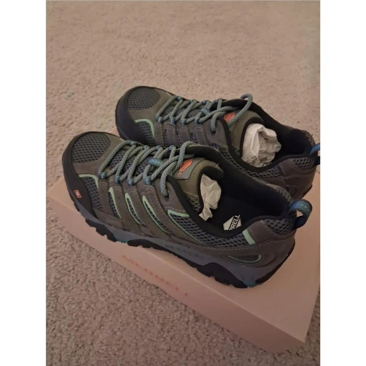 Merrell shoes - MERRELL Moab Vertex - Moab Vertex - Pewter colorway (grey, black, greyish olive green & teal colors) (UPC: 884506581115) 4