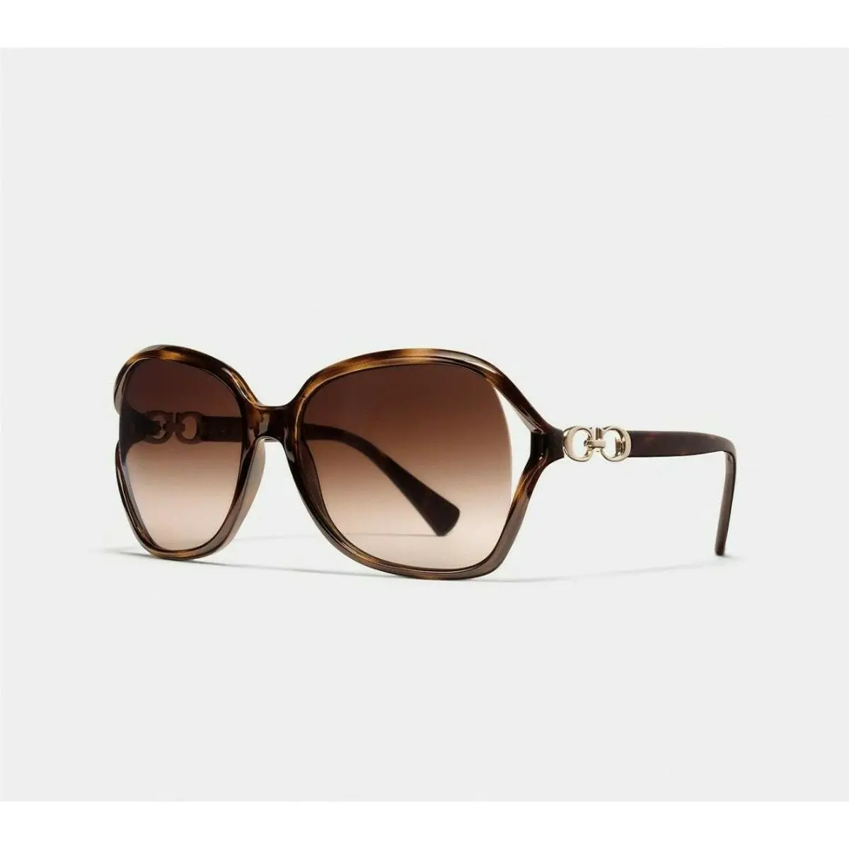 Coach Kissing C Square Dark Tortoise Frame Brown Lens Women Sunglasses L948