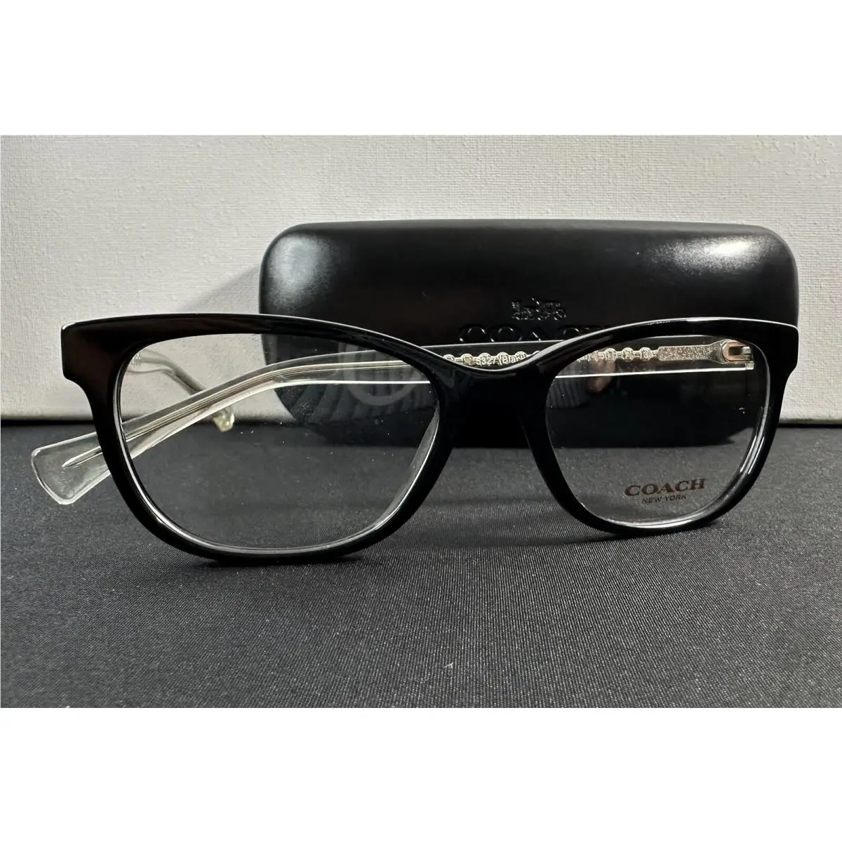 Coach Women`s Eyeglasses Frame Case HC 6072 5327 Black/clear Size 50-17-135