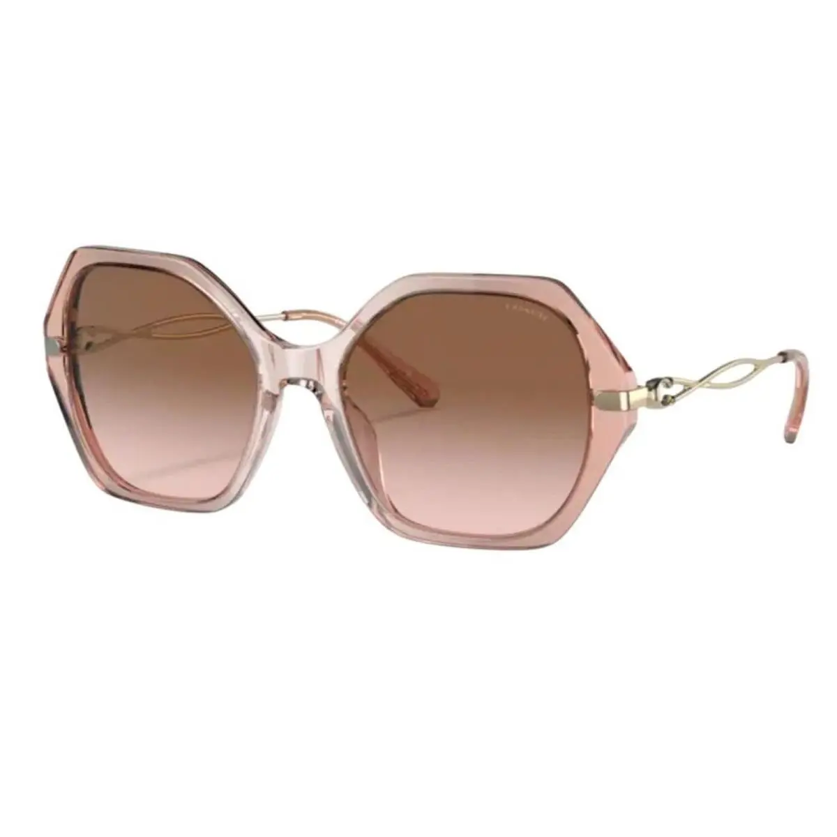 Coach Oversized Designer Sunglasses 57MM Transparent Peach Geometric UV