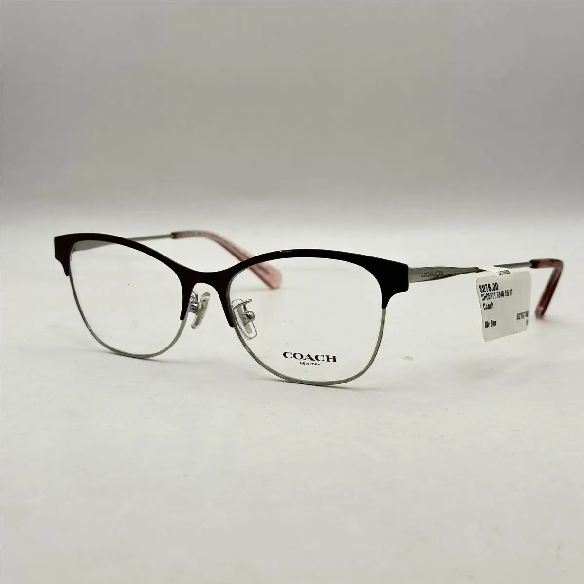 Coach Womens Square Cat Eye Semi Rim Browline Eyeglasses HC5111 Multi
