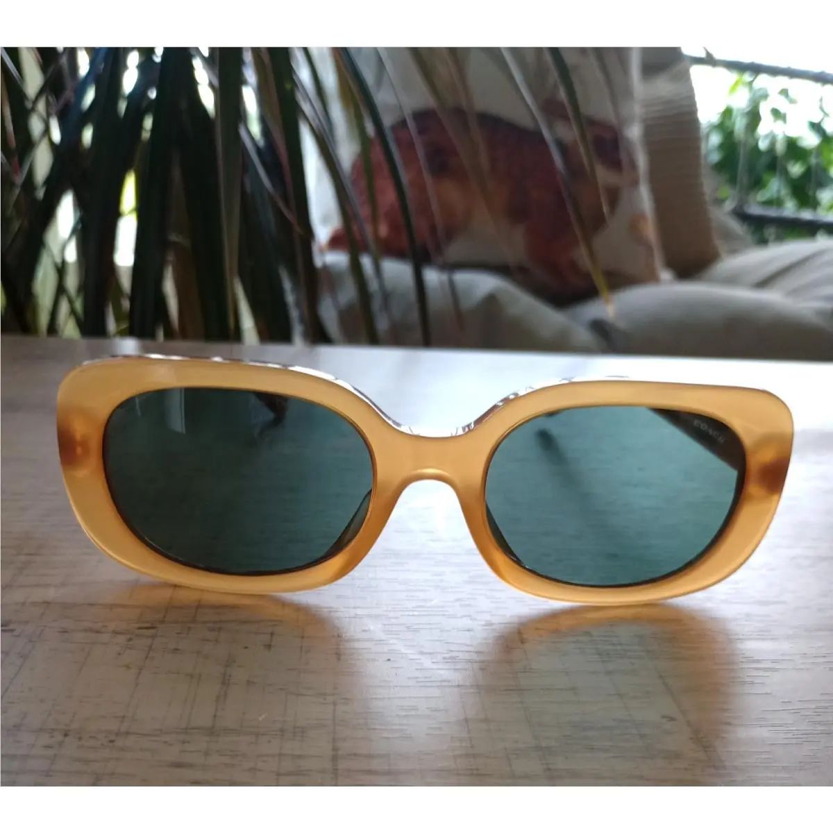 Coach Unisex Sunglasses HC8358F CD471 571282 Oval Milky Amber Green Lens 54mm
