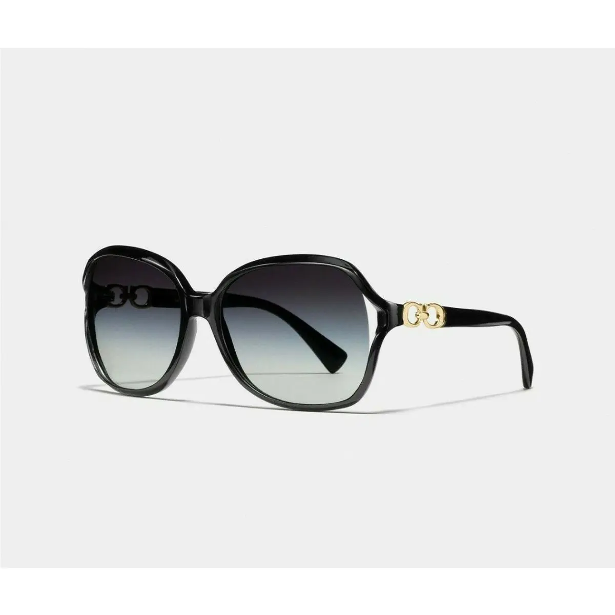 Coach Kissing C Square Black Frame Grey Gradient Lens Women Sunglasses L948