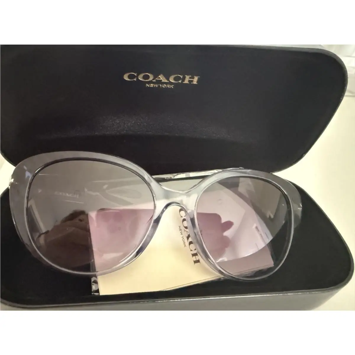 Coach Womens Sunglasses Blue Purple Gradient Lens Blue Gradient Frame +case