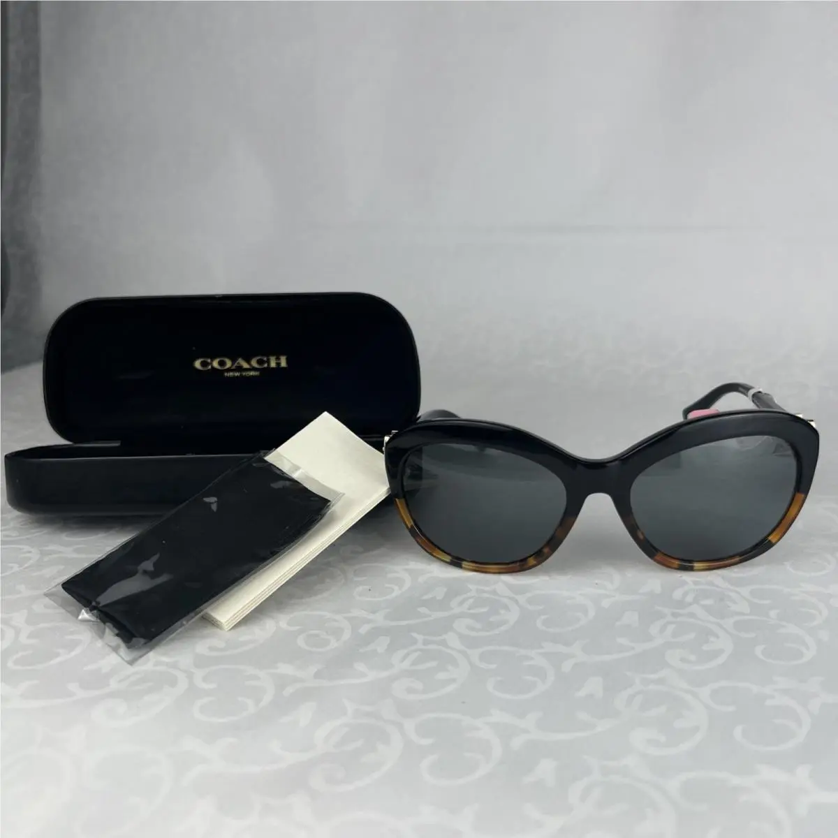 Coach Black Brown Gold Tortoise Cat Eye Glasses HC8184 L1600 540487 57-18-135