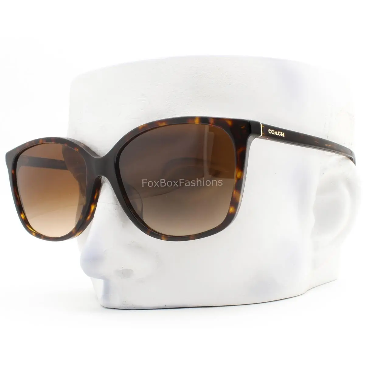 Coach Sunglasses Polished Dark Brown Tortoise Gold HC 8361U 812074 with Case