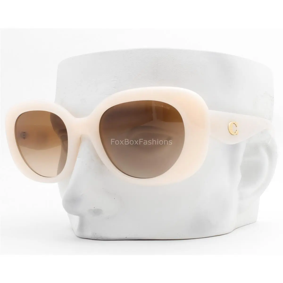 Coach Sunglasses Milky Ivory White Cloud Gold HC 8391U 580513 with Case