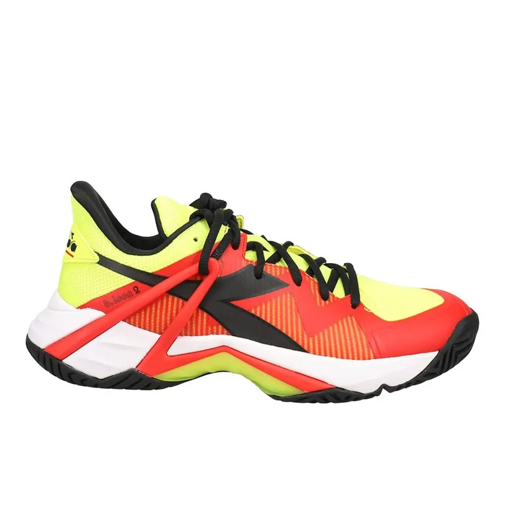 Diadora B.icon 2 Ag Tennis Mens Red Yellow Sneakers Athletic Shoes 179099-D027