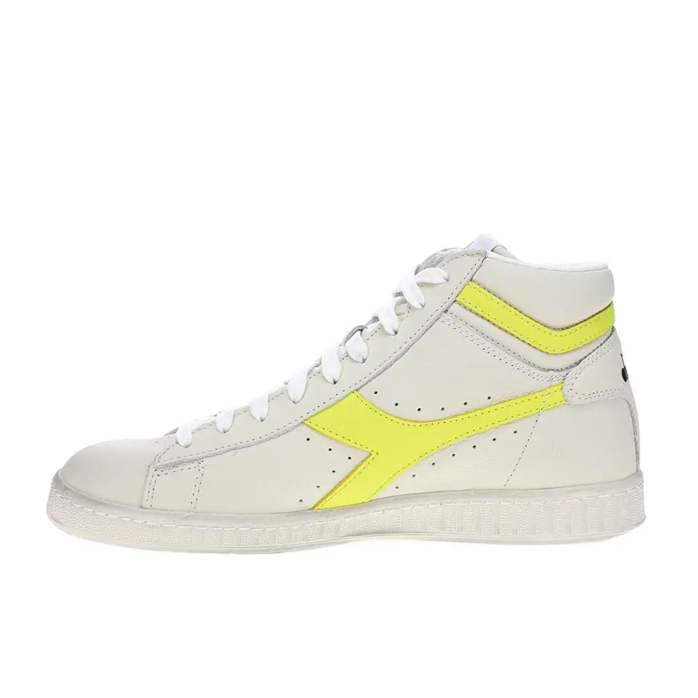 Diadora shoes - diadora Game L High Fluo Waxed Lace Up - 180083-D0411 - White, Yellow (UPC: 197020010918) 1