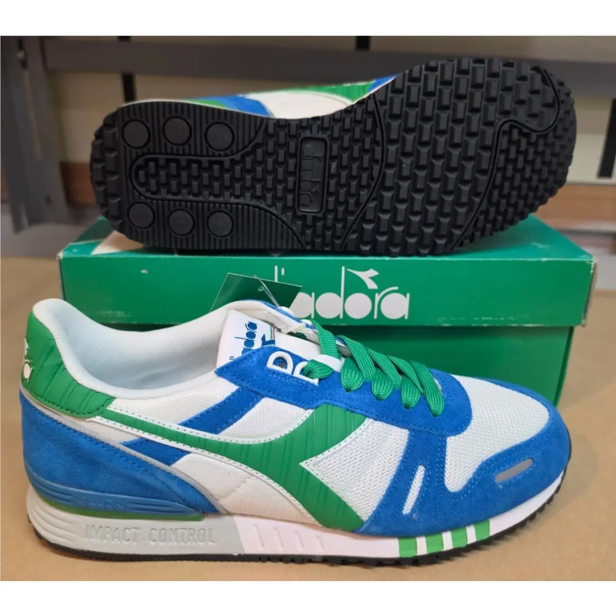 Diadora Titan II Green/blue/white Shoes Sneakers Mens Size 9
