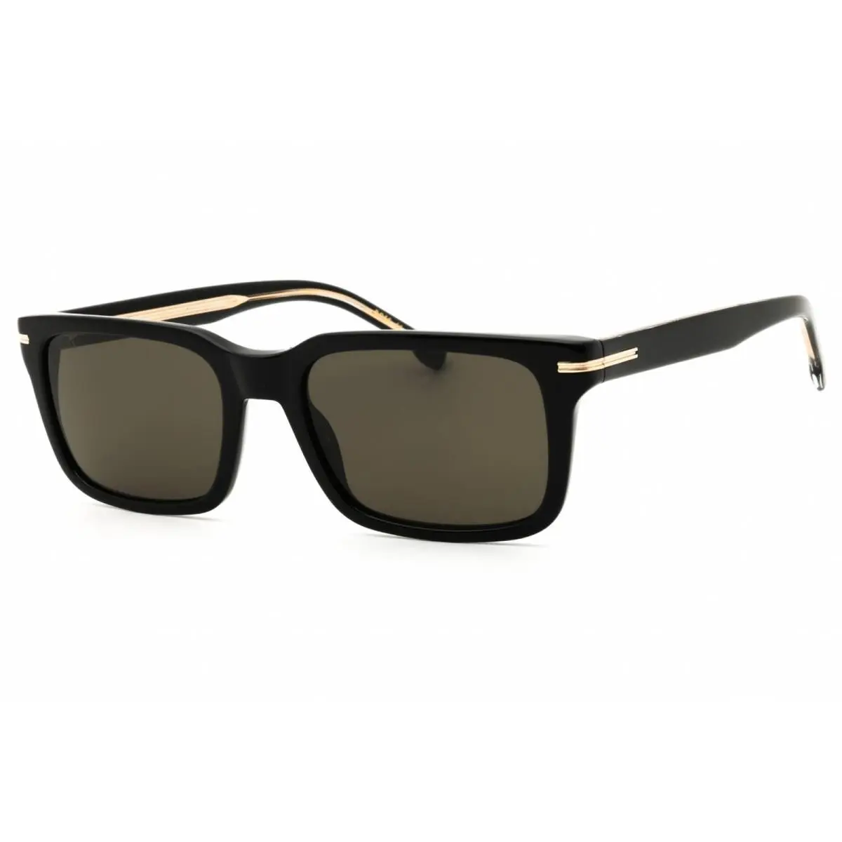 Men`s Sunglasses Black Acetate Rectangular Shape Frame 1628/S 0807 IR by Hugo Boss