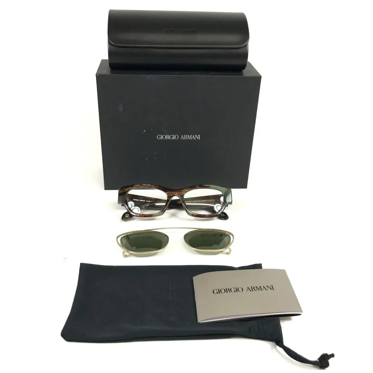 Sunglasses AR8185-U 5977/1W Mottled Brown Green Frames w Clip Ons by Giorgio Armani