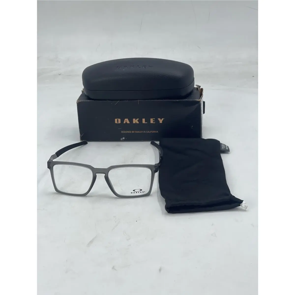 Oakley Men`s Exchange Eyeglass Frames Satin Grey Smoke with Demo Lens