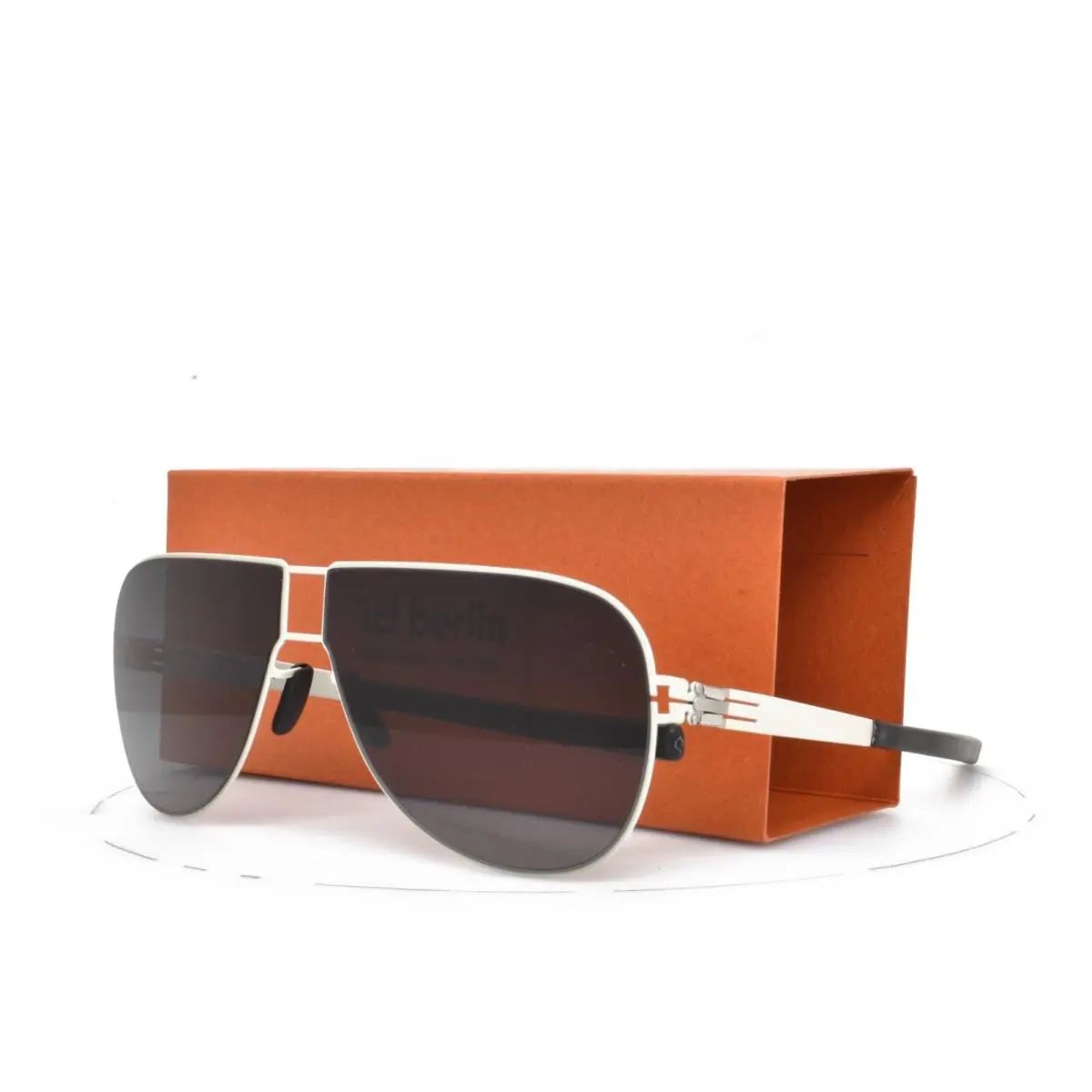 iC Berlin Sunglasses Claudius H. Off-white Aviator Black Lens