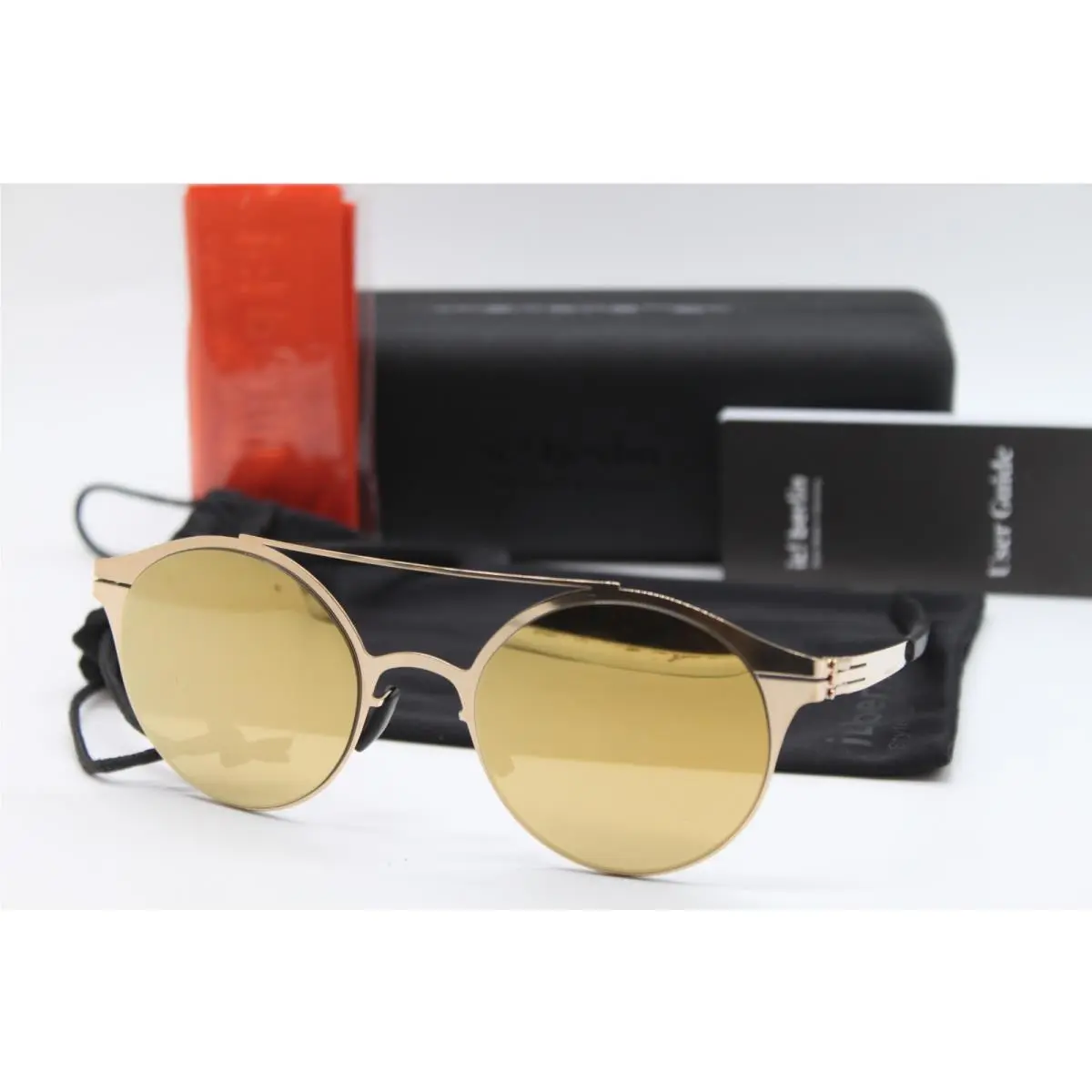IC Berlin Blanca F. Rose Gold Black Sunglasses W/case 51-23