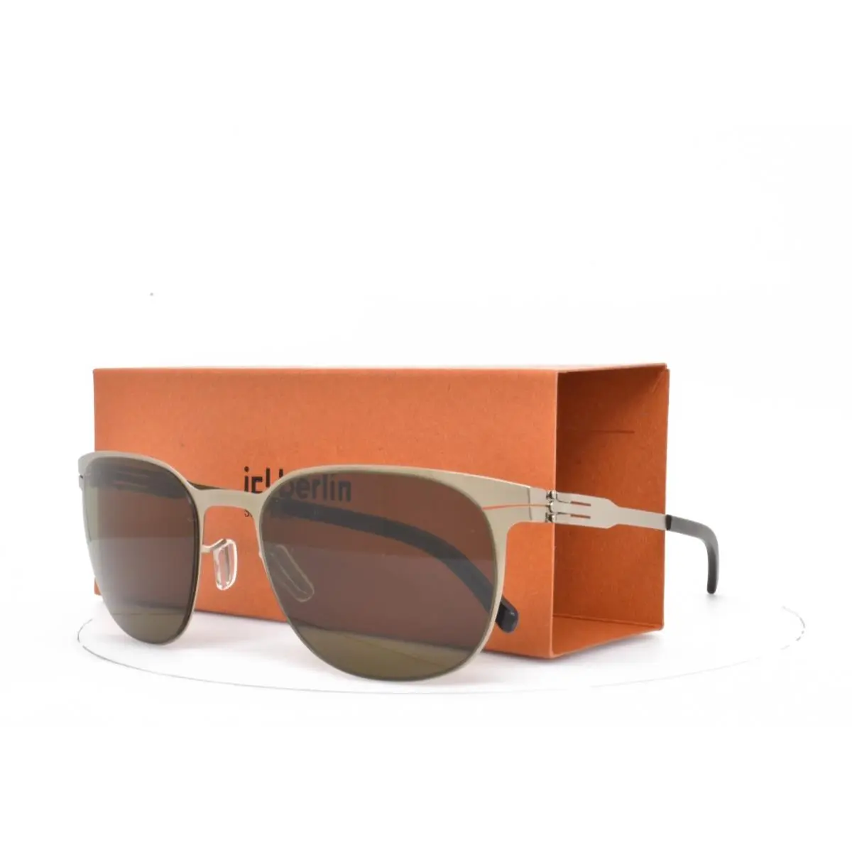 iC Berlin Sunglasses Wallis Light Bronze Panto Frame Green Lens