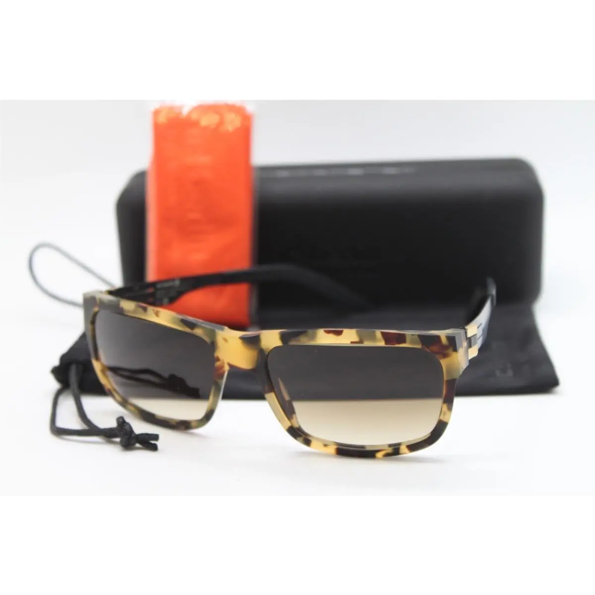 IC Berlin Nameless 12 Black Tortoise Sunglasses W/case 55-19