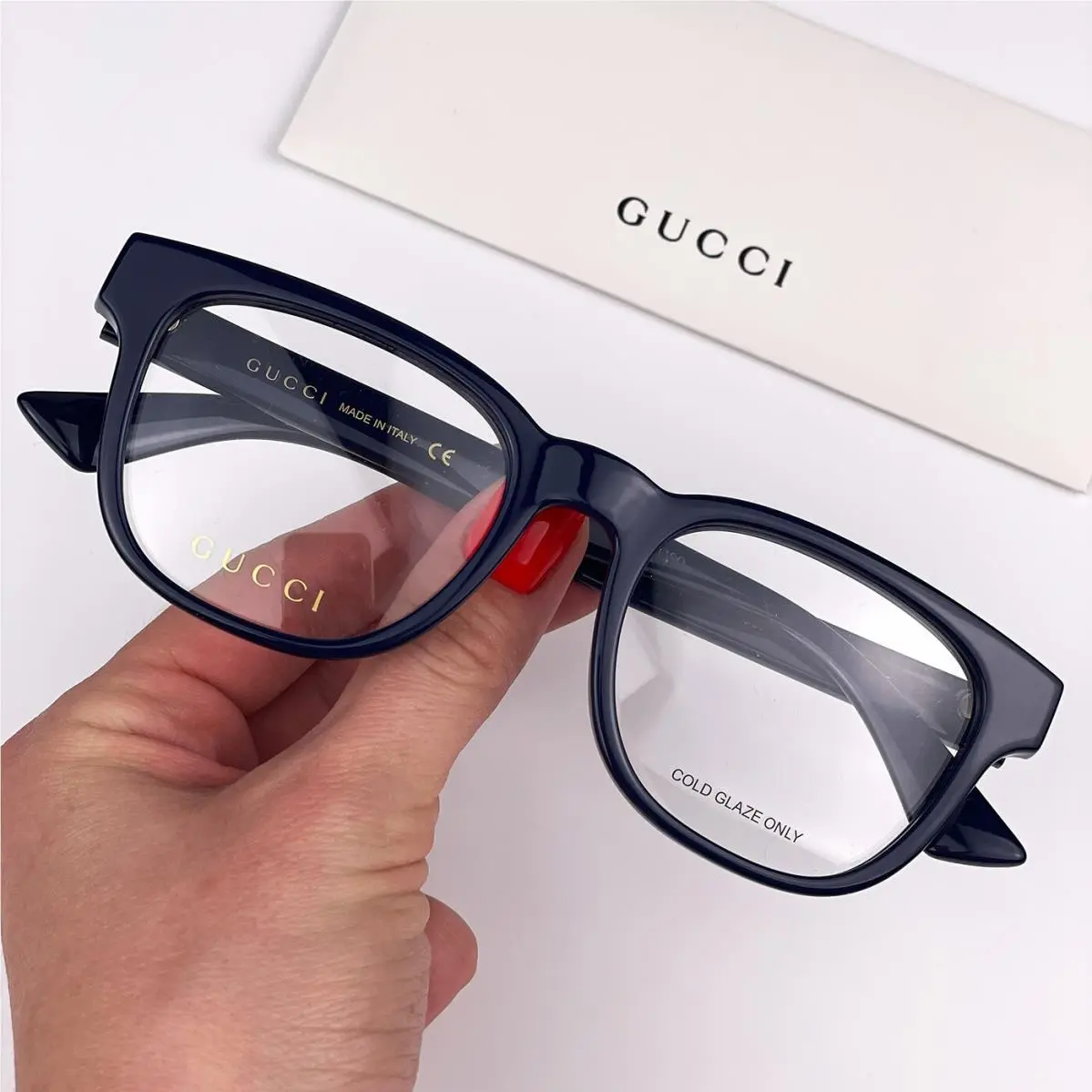 Women Eyeglasses Dark Blue Demo Square GG0764O 003 by Gucci