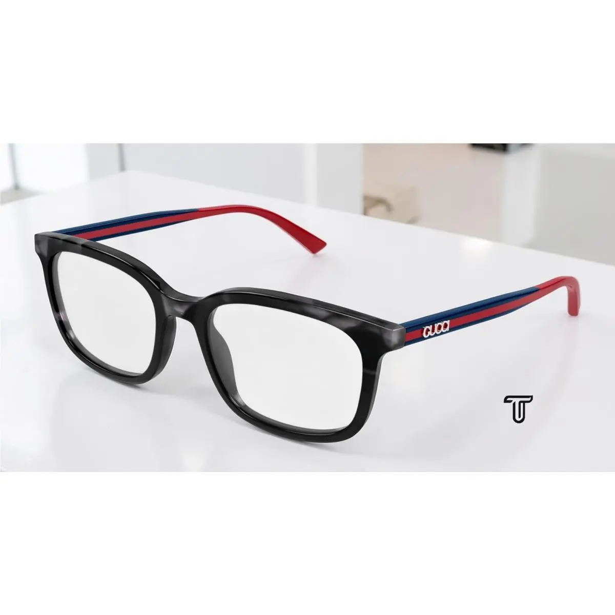 GG1928O 004 Rectangular Havana Blue Demo Lens 53 mm Men`s Eyeglasses by Gucci