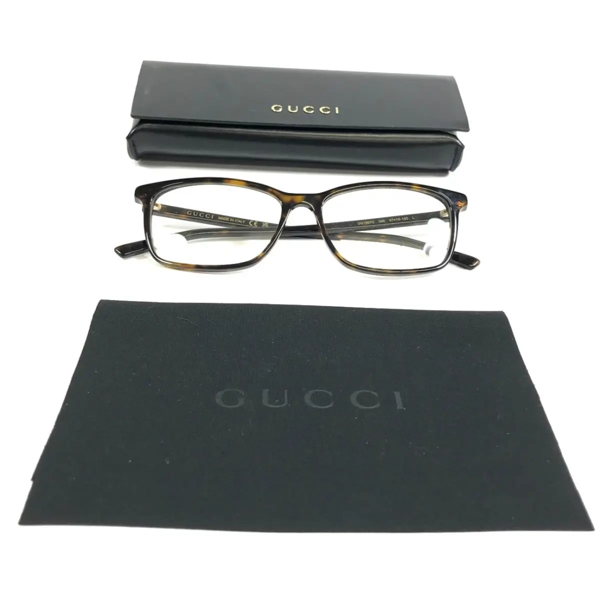 Gucci Eyeglasses Frames GG1997O 006 Shiny Tortoise Rectangle Full Rim 57-16-150
