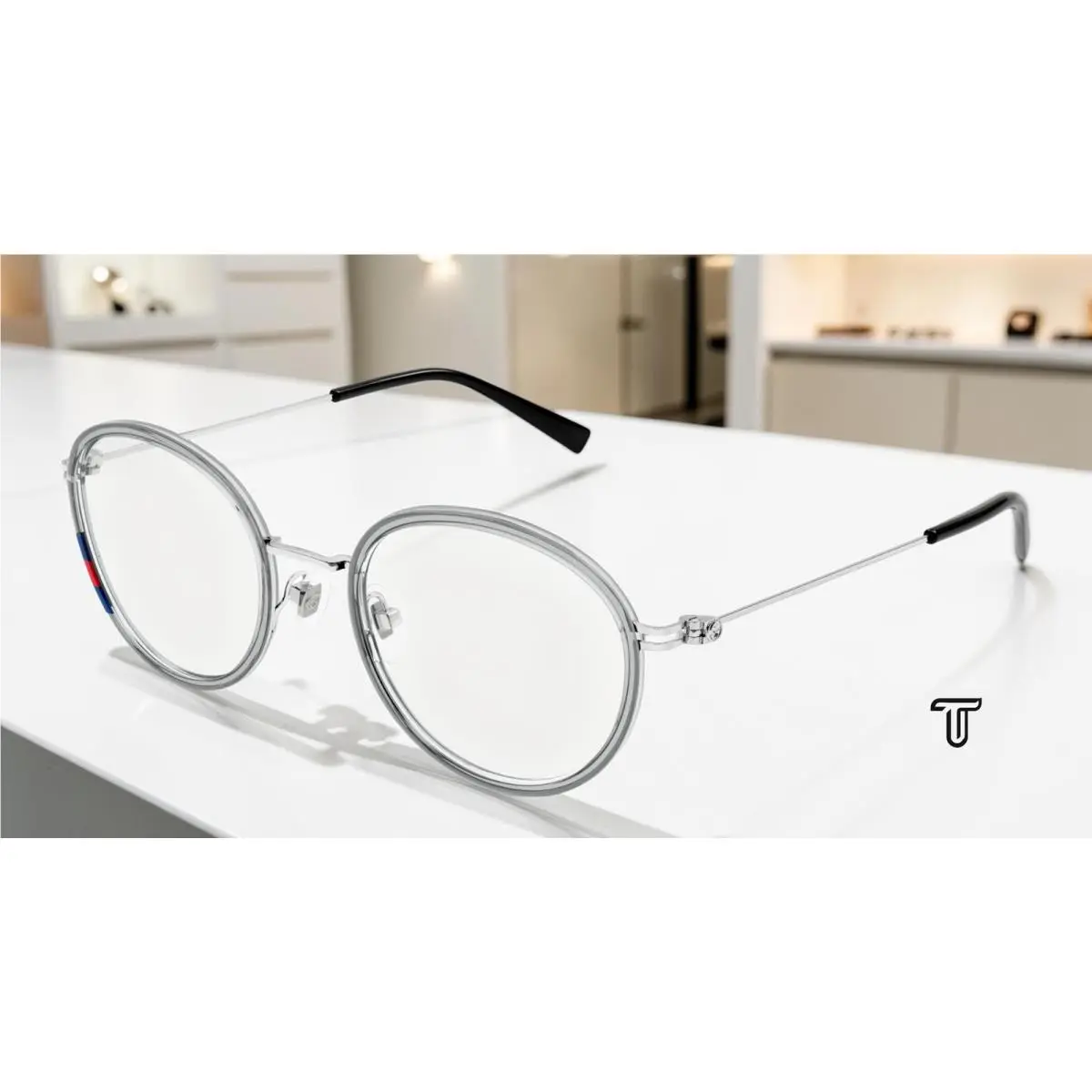 Gucci GG1851O 003 Round Panthos Grey Silver Demo Lens 50 mm Women`s Eyeglasses