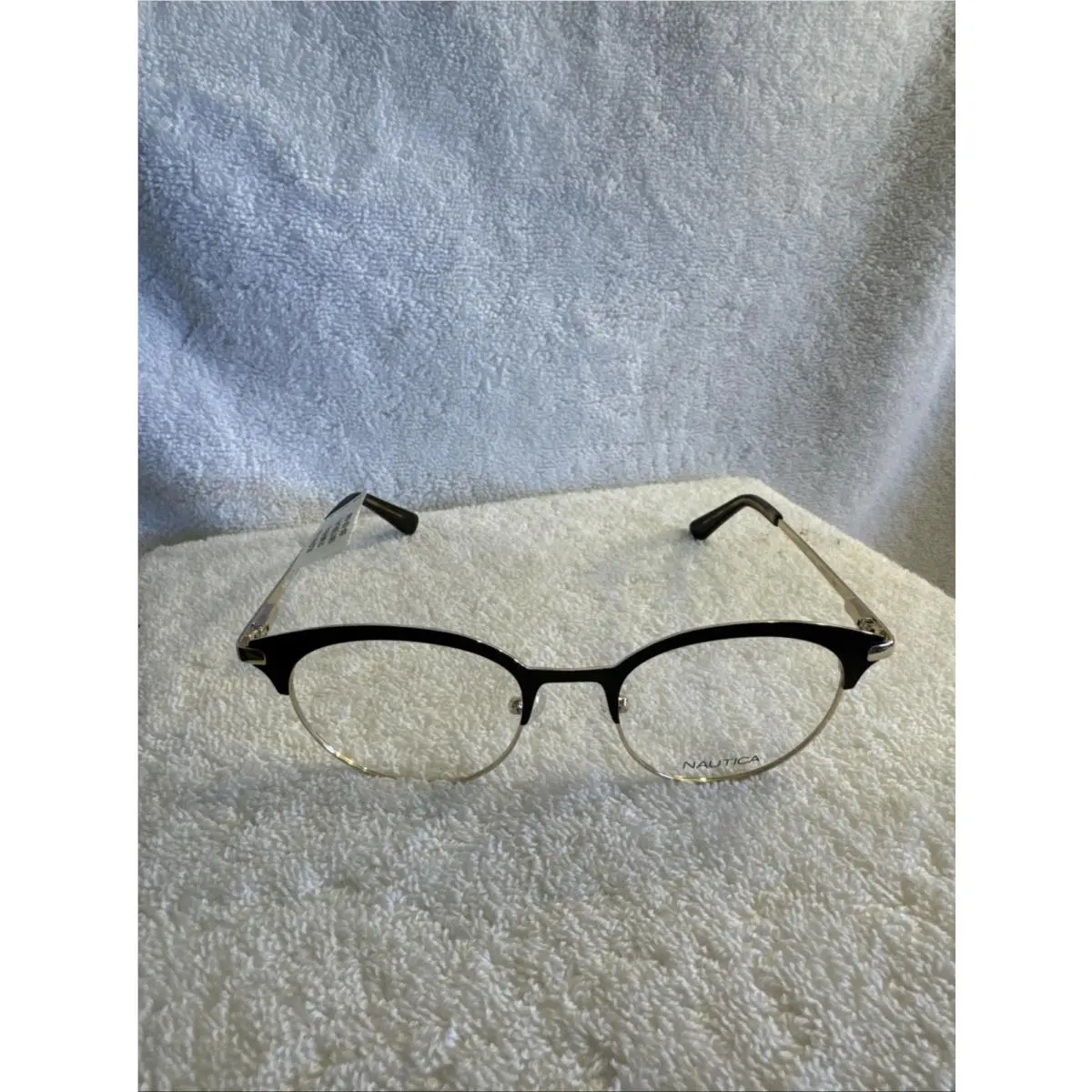 Nautica NLO5011 001 Black Gold Eyeglass Frames 50-19 140 Demo Lenses