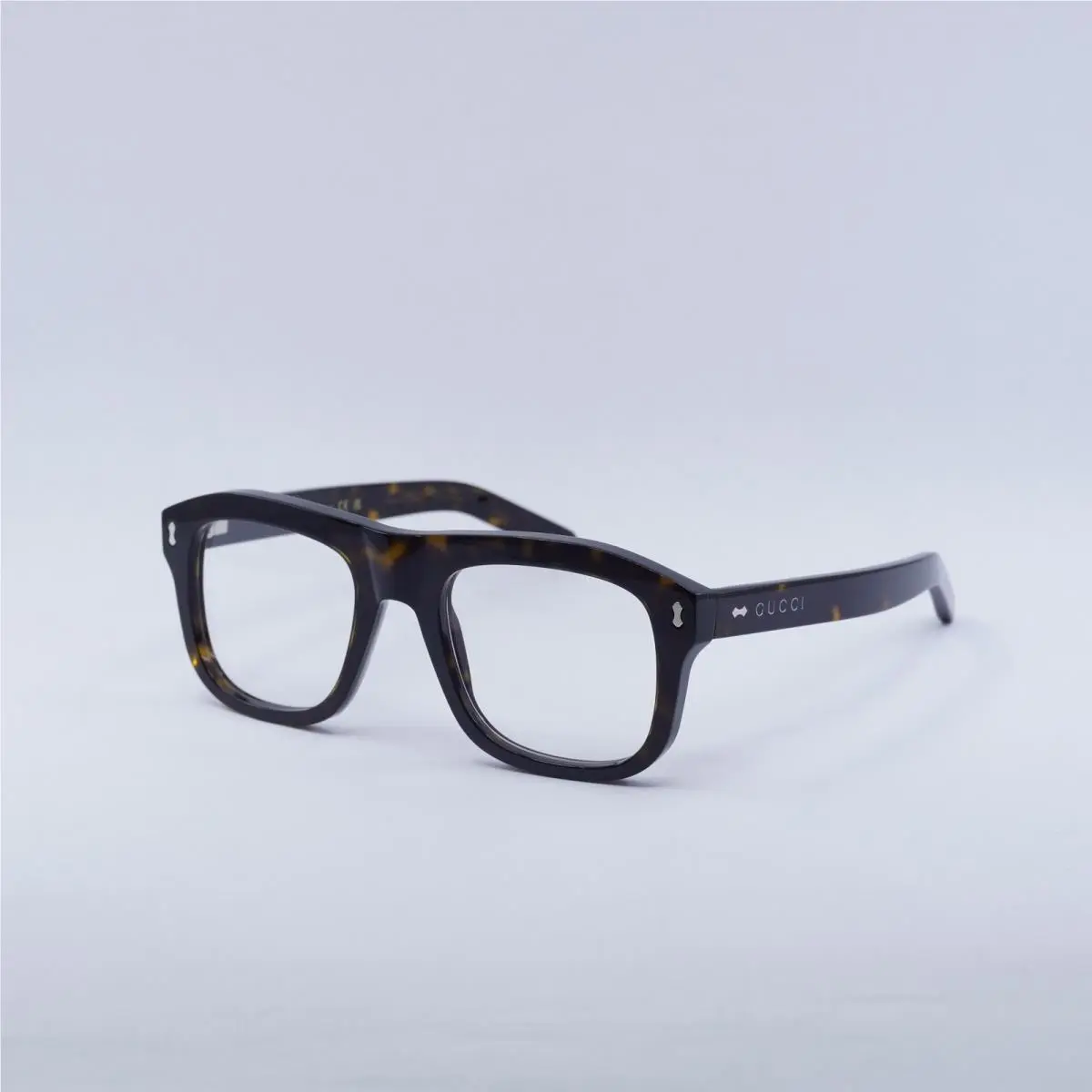 GG1712S 002 Dark Havana/clear/dark Green Clip-on 52mm Eyeglasses by Gucci