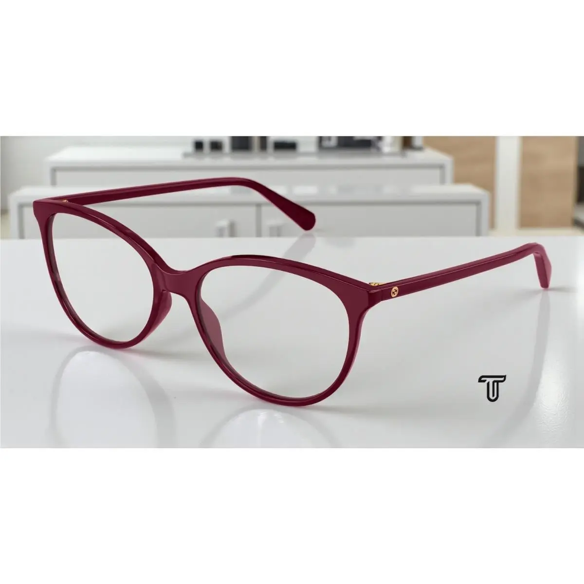 GG0550O 011 Cat Eye Acetate Burgundy Demo Lens 53 mm Women`s Eyeglasses by Gucci