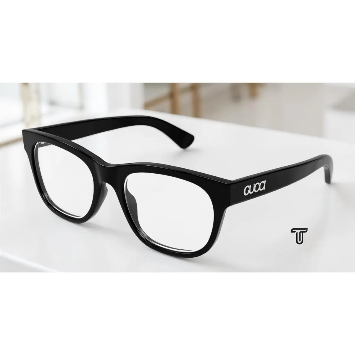 GG1796O 005 Rectangular Squared Black Demo Lens 55 mm Men`s Eyeglasses by Gucci