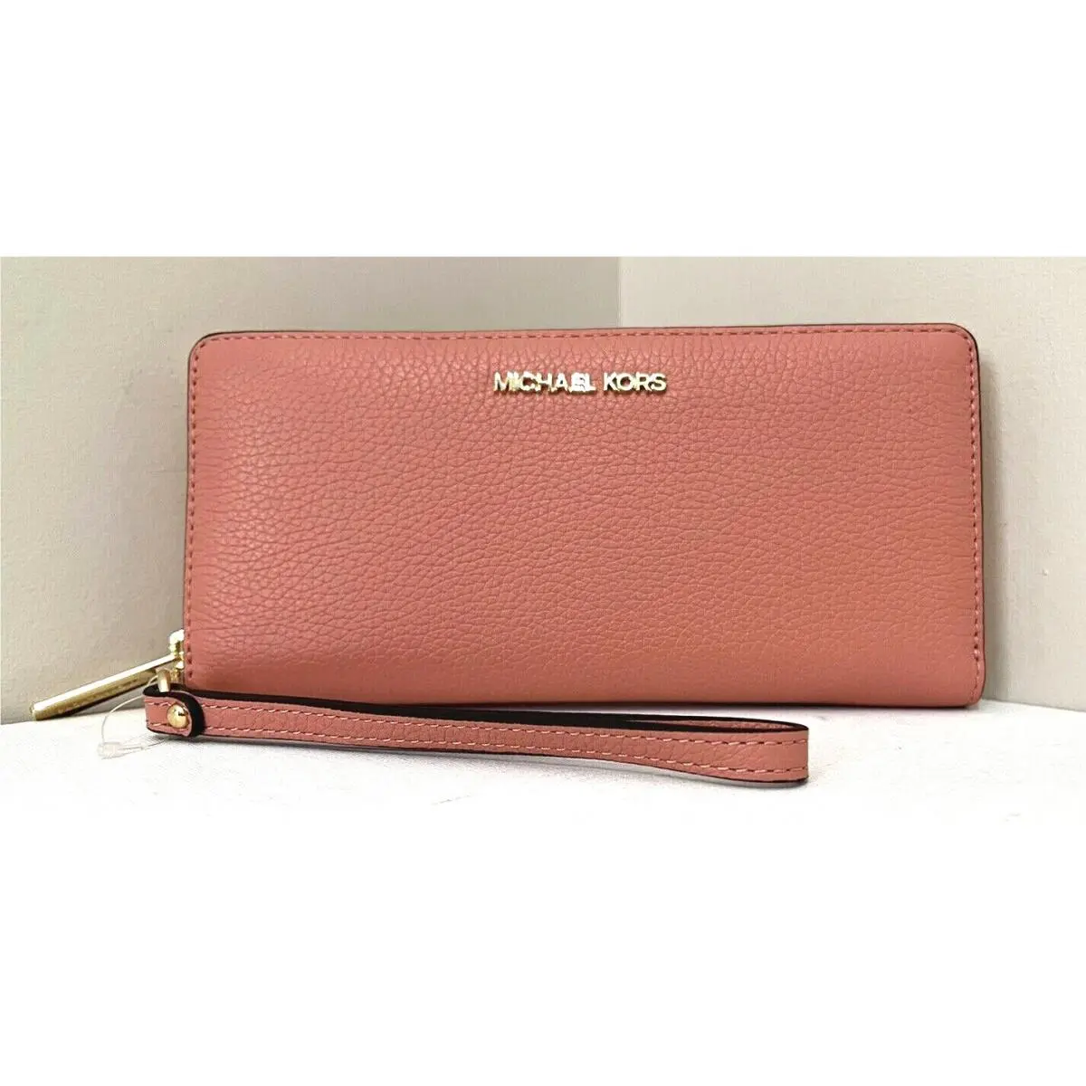 Michael Kors Jet Set Large Travel Continental Wallet Leather Sherbert