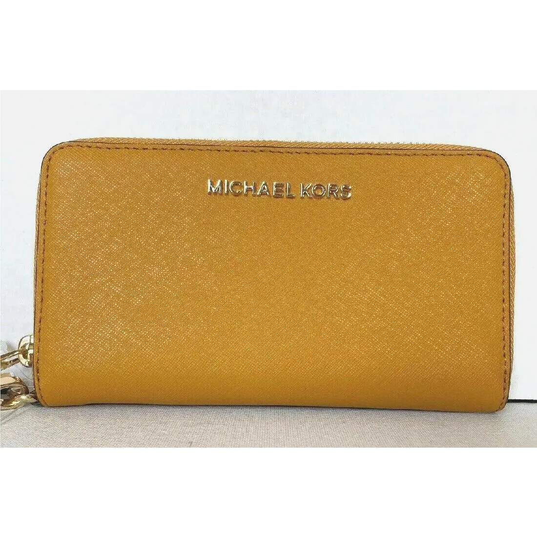 Michael Kors Jet Set Travel Large Flat Phone Case Leather Marigold