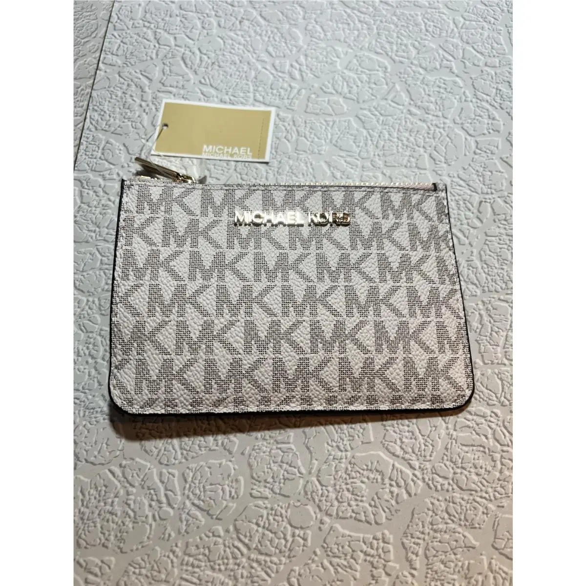 Michael Kors MK Small Coin Purse ID Pouch Keychain Ring Fob Wallet Powder Blush
