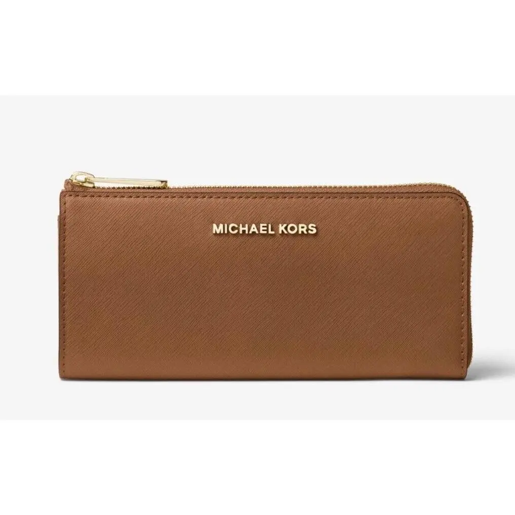 Michael Kors Jet Set Travel Large Leather Quarter-zip Wallet Luggage