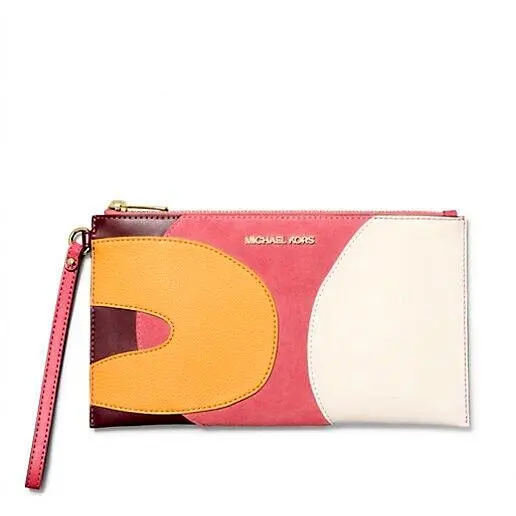 Michael Kors Jet Set Travel Large Patchwork Wristlet Light Berry Sorbet - Exterior: Light Berry Sorbet