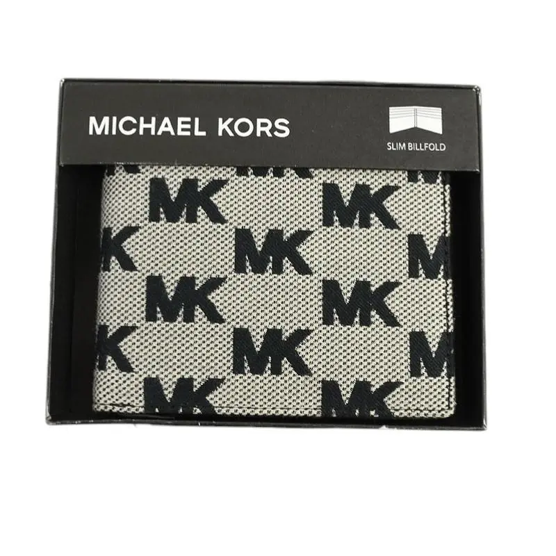 Michael Kors Black Malone Jacquard Logo Leather Slim Billfold