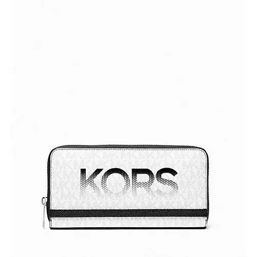 Michael Kors Logo Cooper Zip-around White/black Wallet
