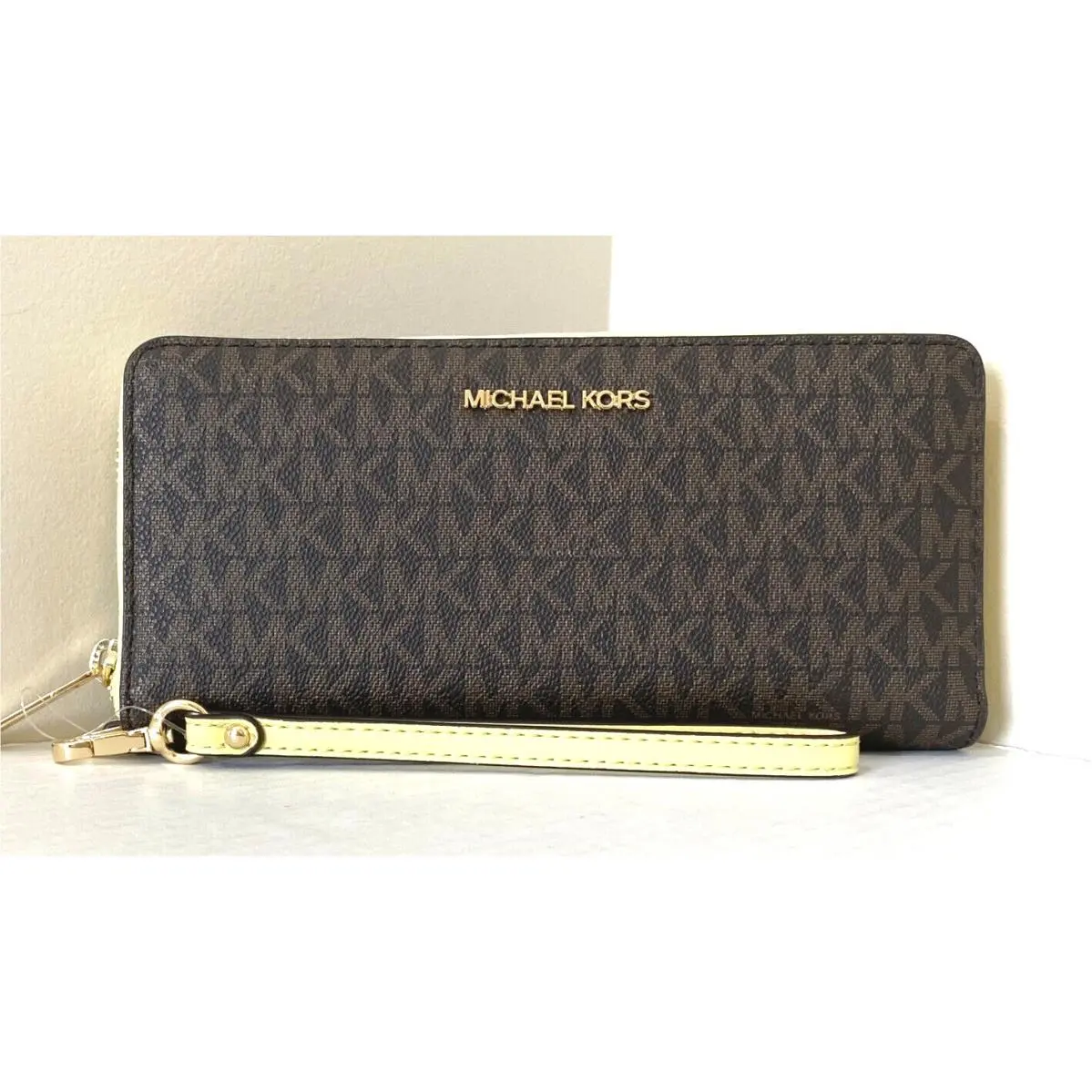 Michael Kors Jet Set Large Travel Continental Wallet Brown / Buttercup