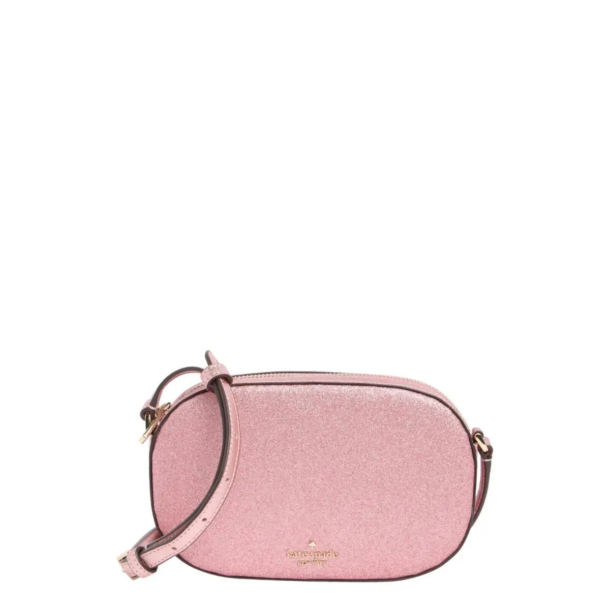 Kate Spade New York Glimmer Glitter Oval Camera Crossbody Bag Mitten Pink