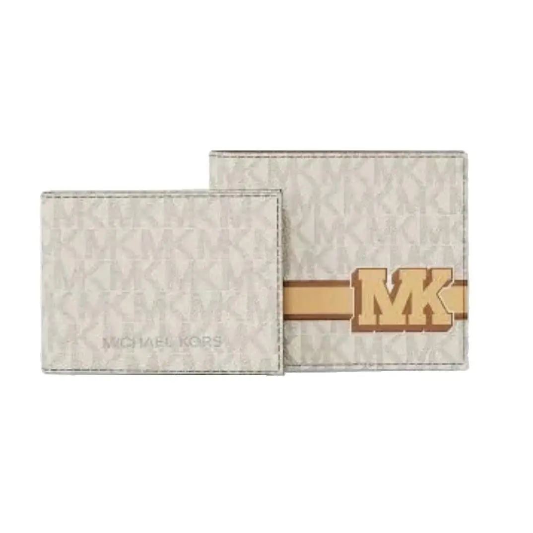 Michael Kors Cooper Striped Logo Billfold Vanilla Multi Wallet and Passcase