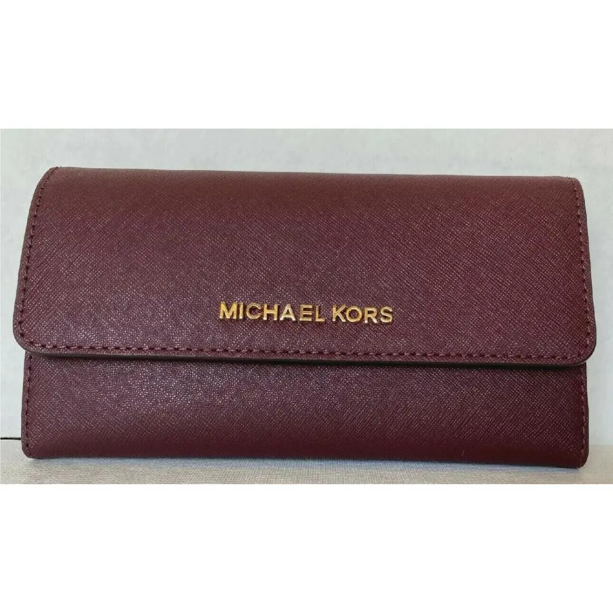 Michael Kors Jet Set Travel Large Trifold Wallet Leather Merlot