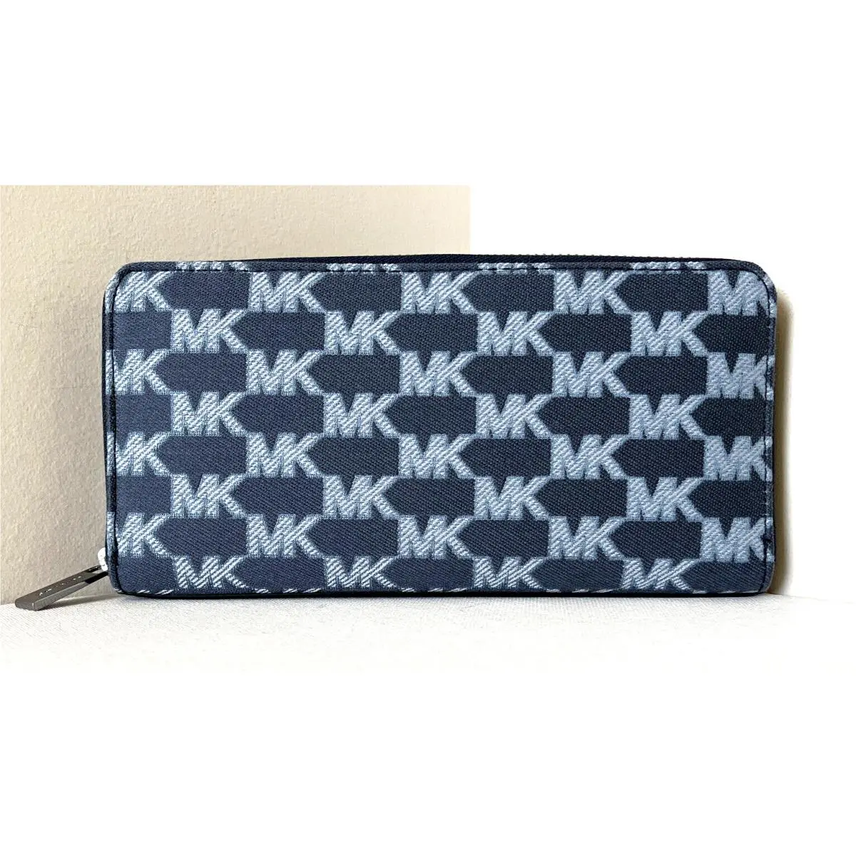 Michael Kors Jet Set Cooper Tech Zip-around Logo Wallet Navy Multi