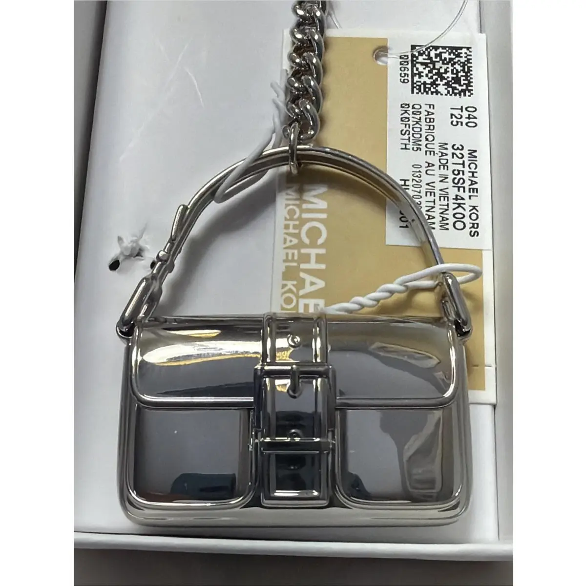 Michael Kors Colby Keychain Bag Charm Keychain Key Fob Silver
