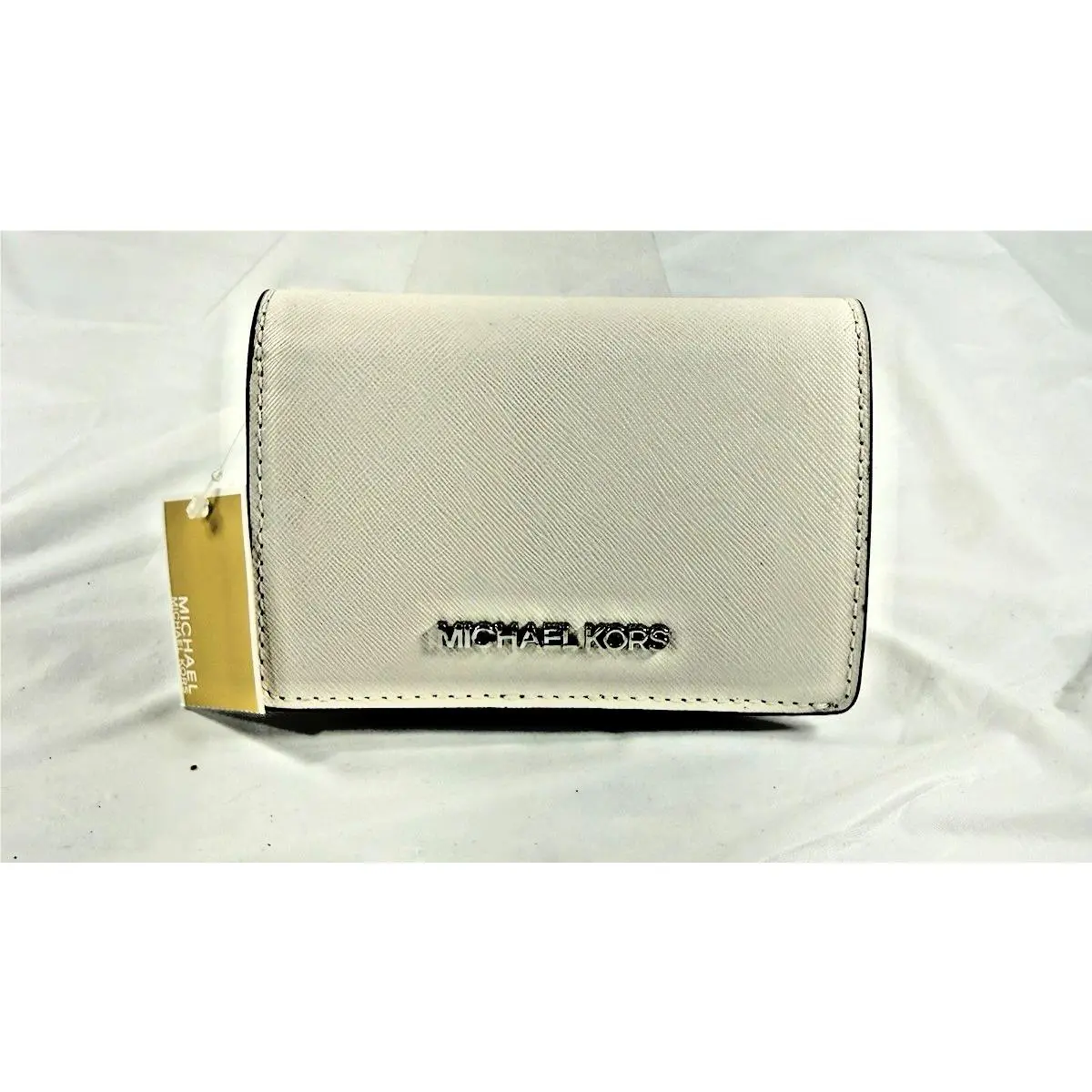 Michael Kors Jet Set Optic White Grosgrain Leather Bifold Wallet