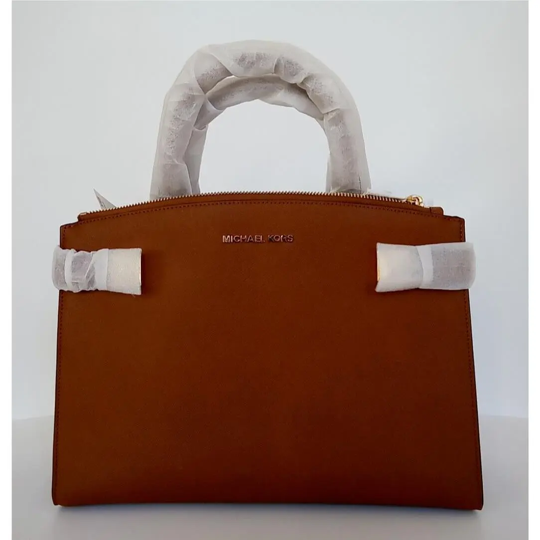 Michael Kors Karla Women`s Medium Brown Saffiano Leather Pocketbook Satchel