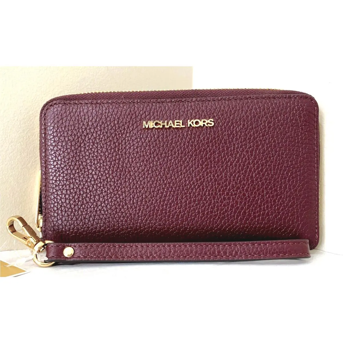 Michael Kors Jet Set Travel Large Flat Phone Case Wallet Merlot / Gift Box