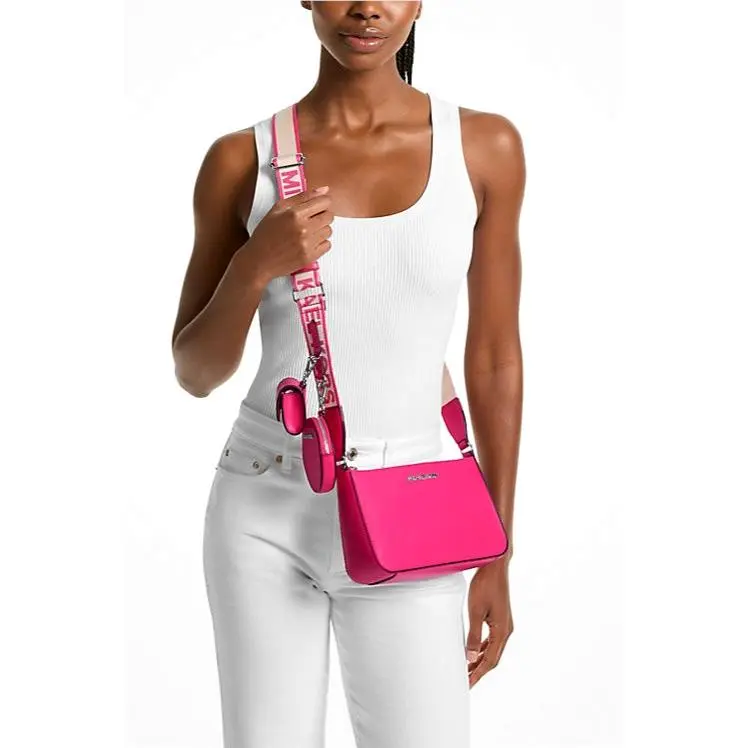 Michael Kors Jet Set Travel Small Crossbody and Tech Attachment Dragon Fruit